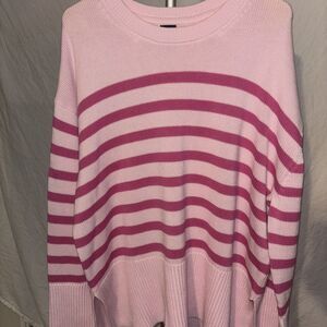 GAP 100% Cotton Knit Sweater Pink Striped Women’s Size L  Pullover